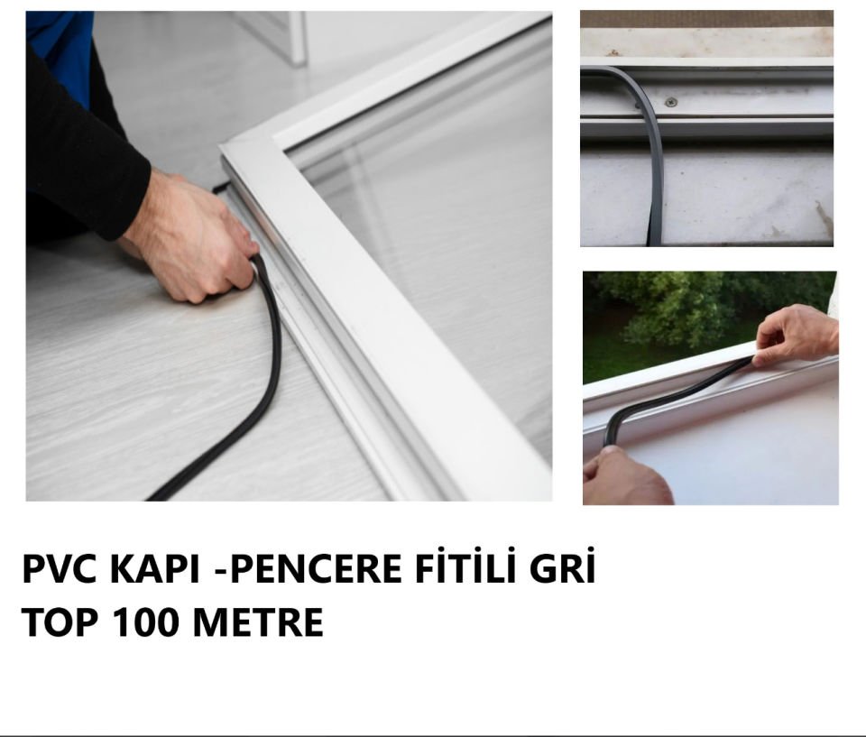 PVC PENCERE-KAPI FİTİL GRİ TOP 100 METRE