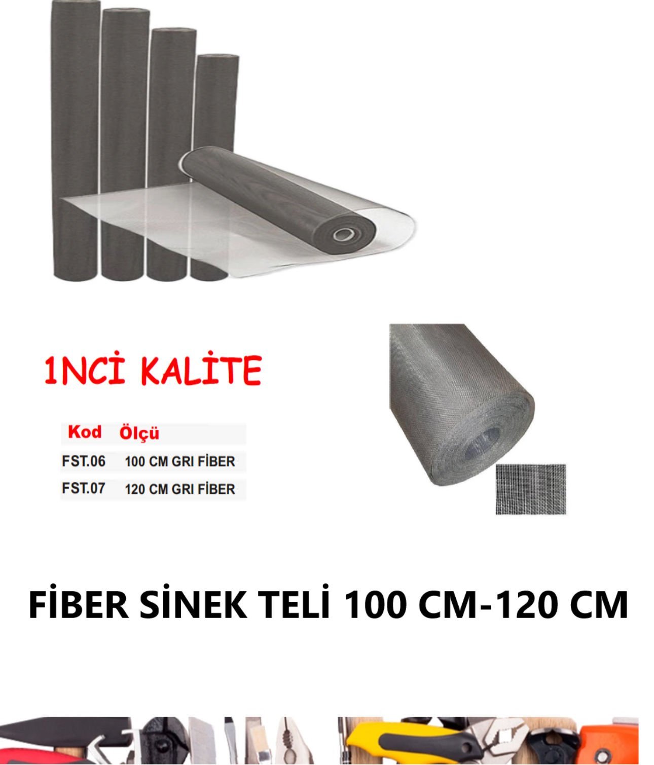 PVC SİNEKLİK FİBER TÜL 100 CM GRİ TOP 25 MTR