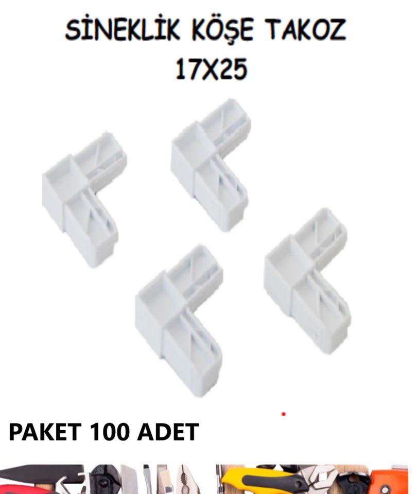 PVC SİNEKLİK KÖŞE TAKOZU 17X25 PAKET 100 ADET