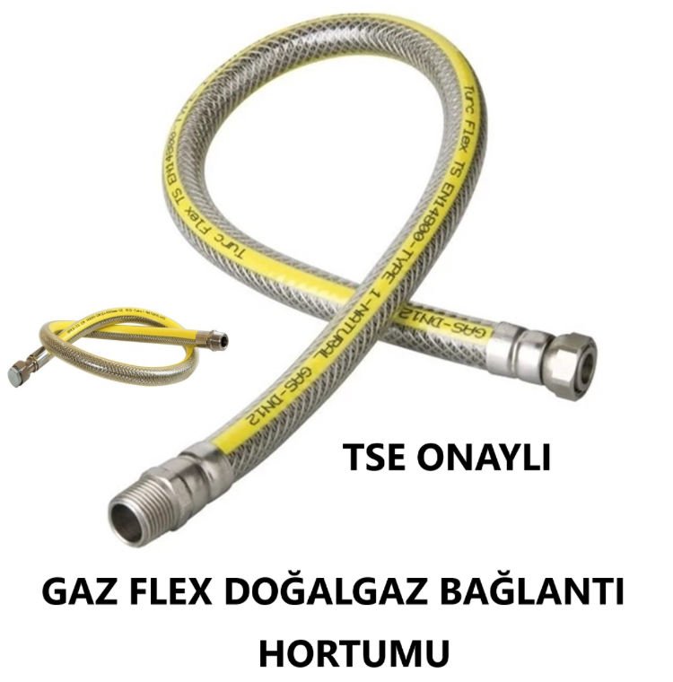 GAZ FLEX DOĞALGAZ BAĞLANTI HORTUMU 125 CM TSE ONAYLI