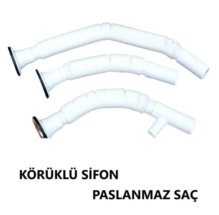 SİFON KISA ÇATALLI PASLANMAZ KÖRÜKLÜ EKO