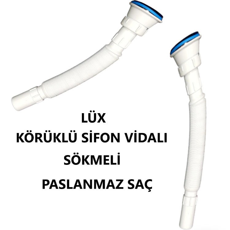 SİFON LÜX PASLANMAZ KÖRÜKLÜ VİDALI 1NCİ KALİTE