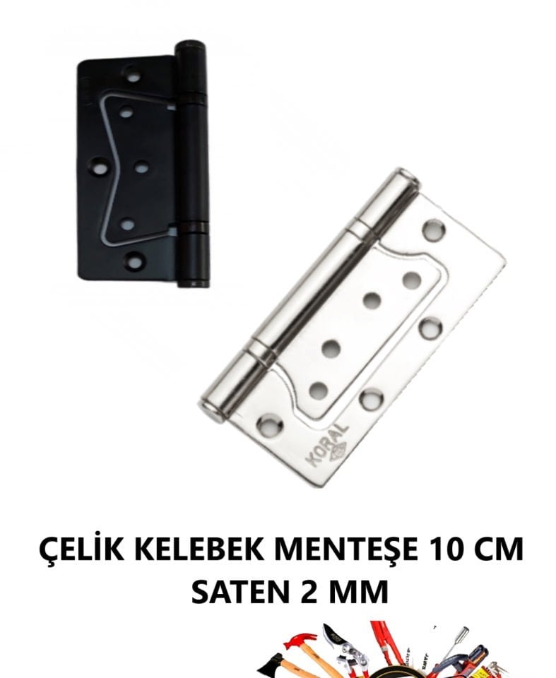 ÇELİK KELEBEK YÖNSÜZ MENTEŞE SATEN 10 CM 2 MM