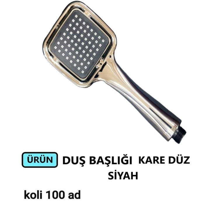 DUŞ BAŞLIĞI BÜYÜK KARE DÜZ SİYAH