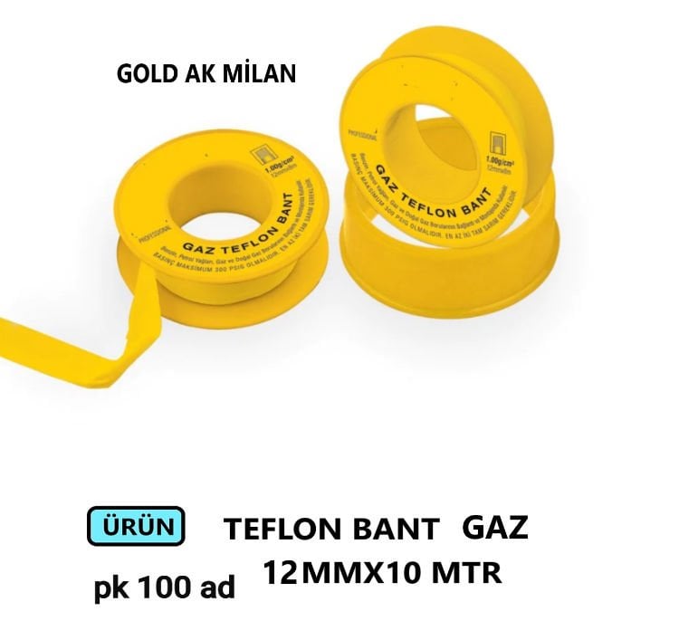 TEFLON BANT GAZ GOLD AK MİLAN 12MMX10 METRE