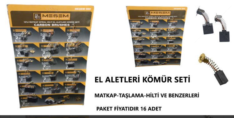 EL ALETLERİ KÖMÜR SETİ PAKET FİYATIDIR. 16 ADET