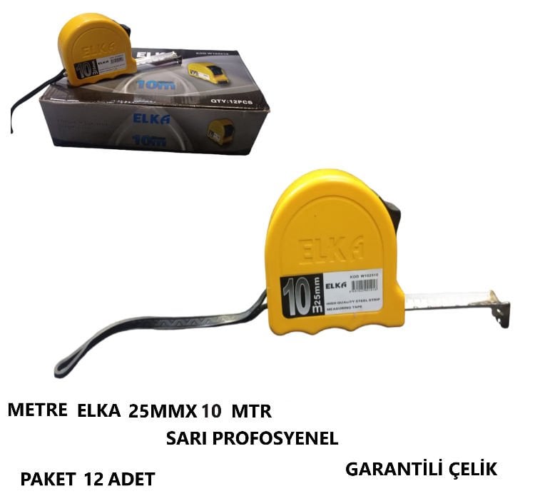 METRE ELKA SARI 25 MMX10 METRE ÇELİK GARANTİLİ