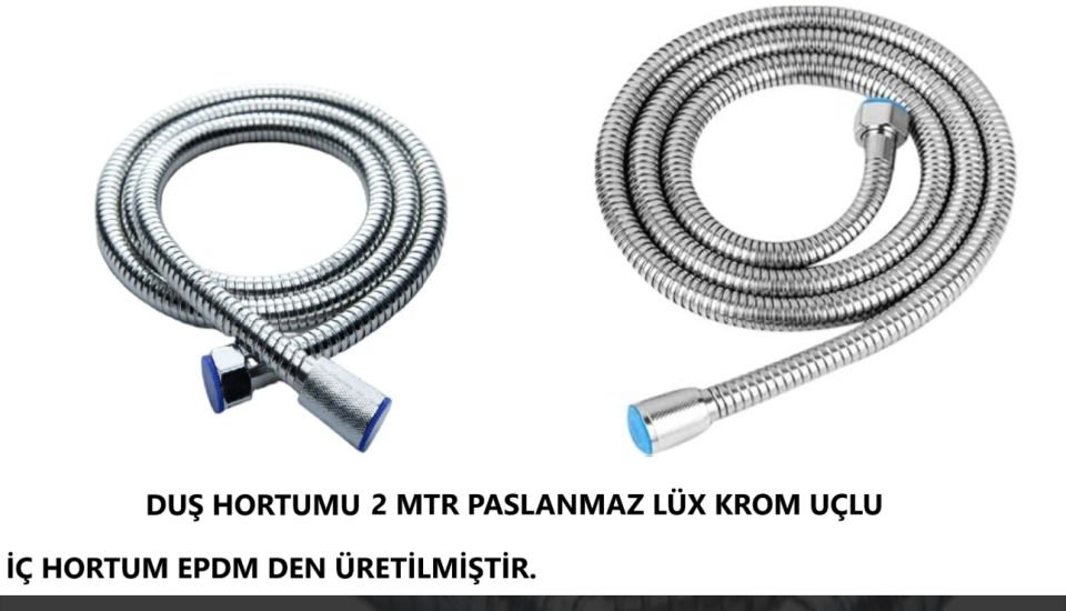DUŞ HORTUMU 2 MTR LÜX EPDM HORTUM PASLANMAZ POŞETLİ