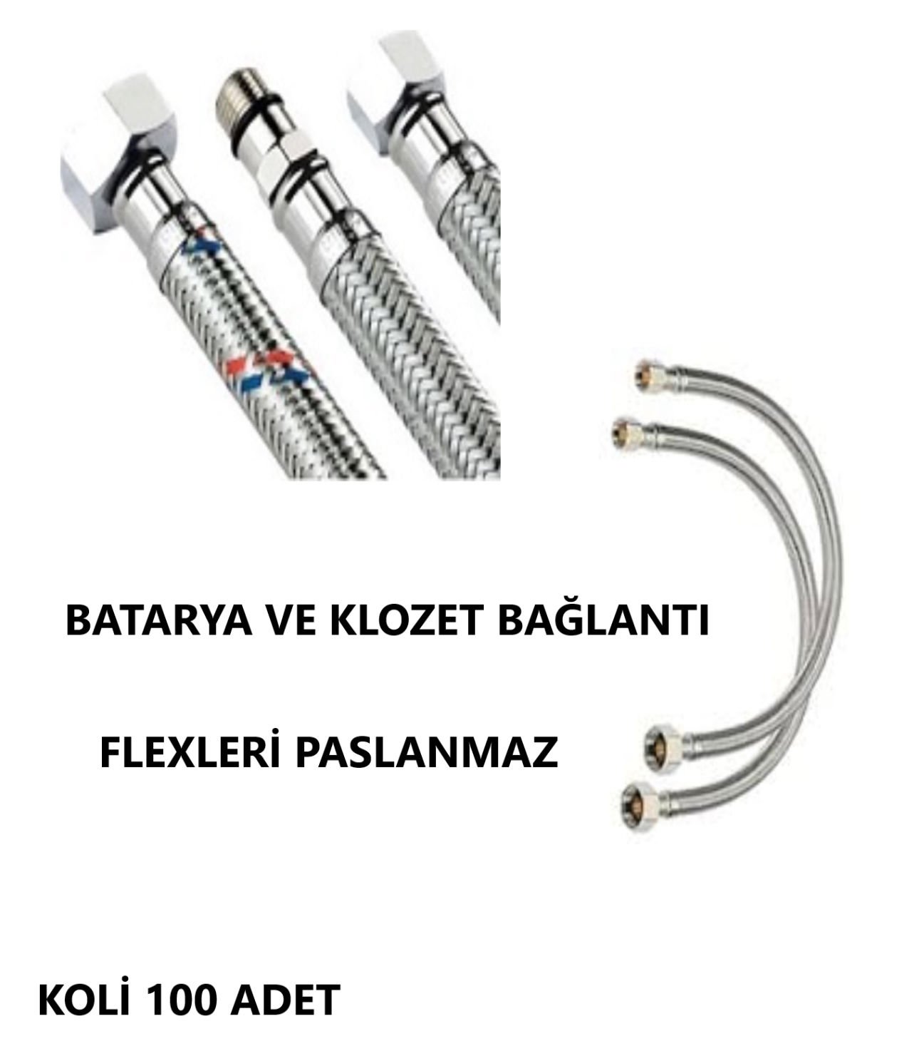 FLEX BAĞLANTI KLOZET TAH.3/8- 3/8 50 CM PASLANMAZ