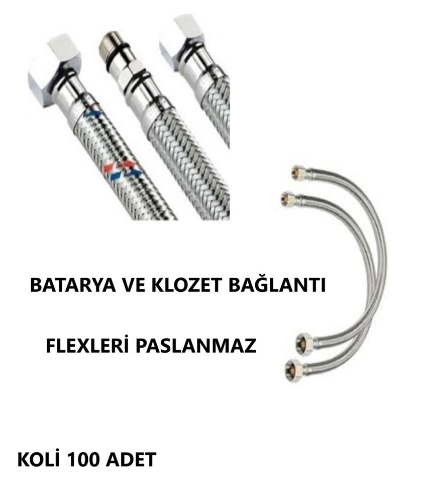 FLEX BAĞLANTI KLOZET TAH.3/8- 3/8 50 CM PASLANMAZ