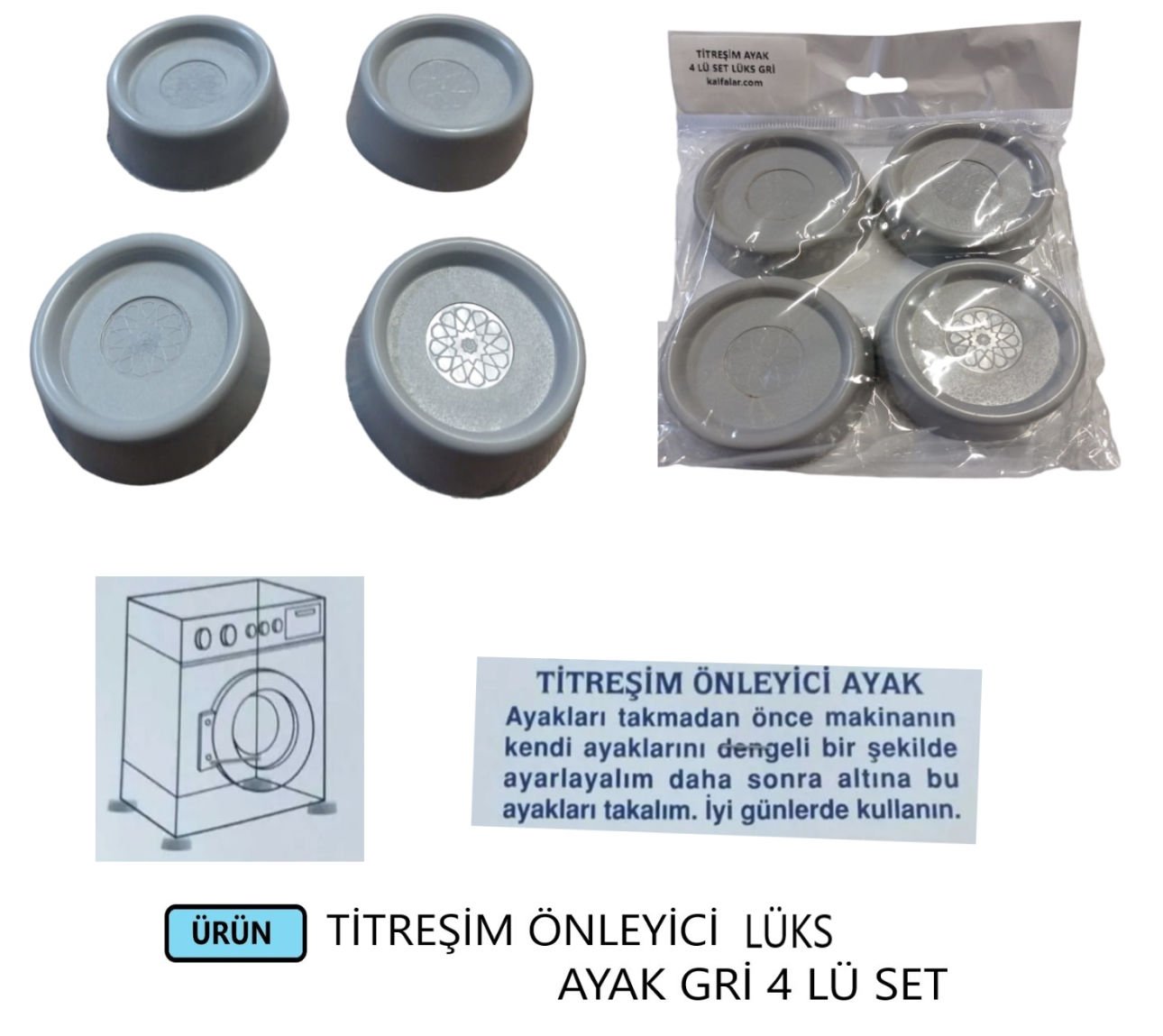 TİTREŞİM ÖNLEYİCİ AYAK 4 LÜ SET GRİ LÜKS
