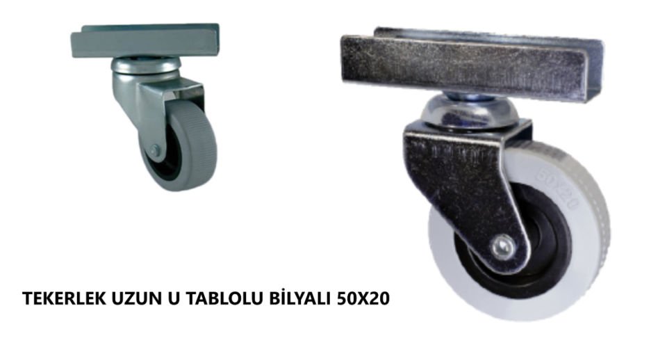 TEKERLEK TABLOLU UZUN U 50X20 GRİ DÖNER BİLYALI