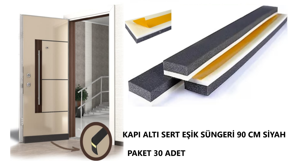 KAPI ALTI EŞİK SÜNGERİ SERT SİYAH 90 CM