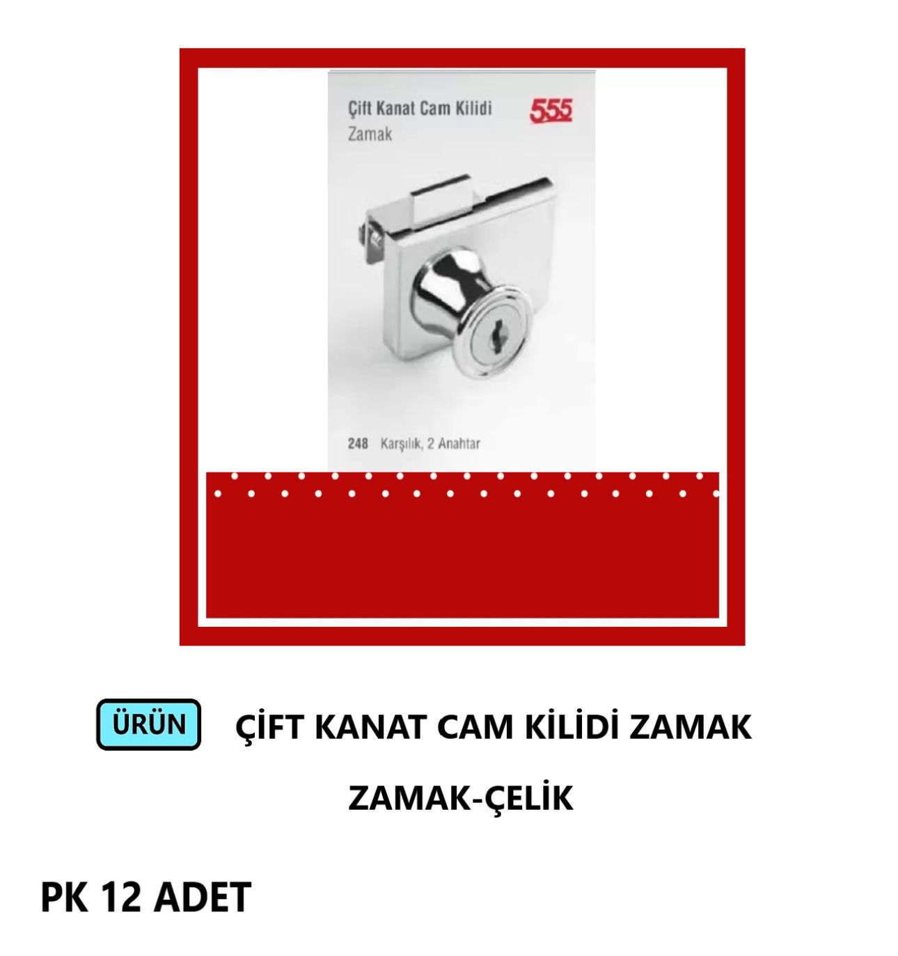 CAM KİLİDİ ​​ÇİFT KANAT ZAMAK-ÇELİK