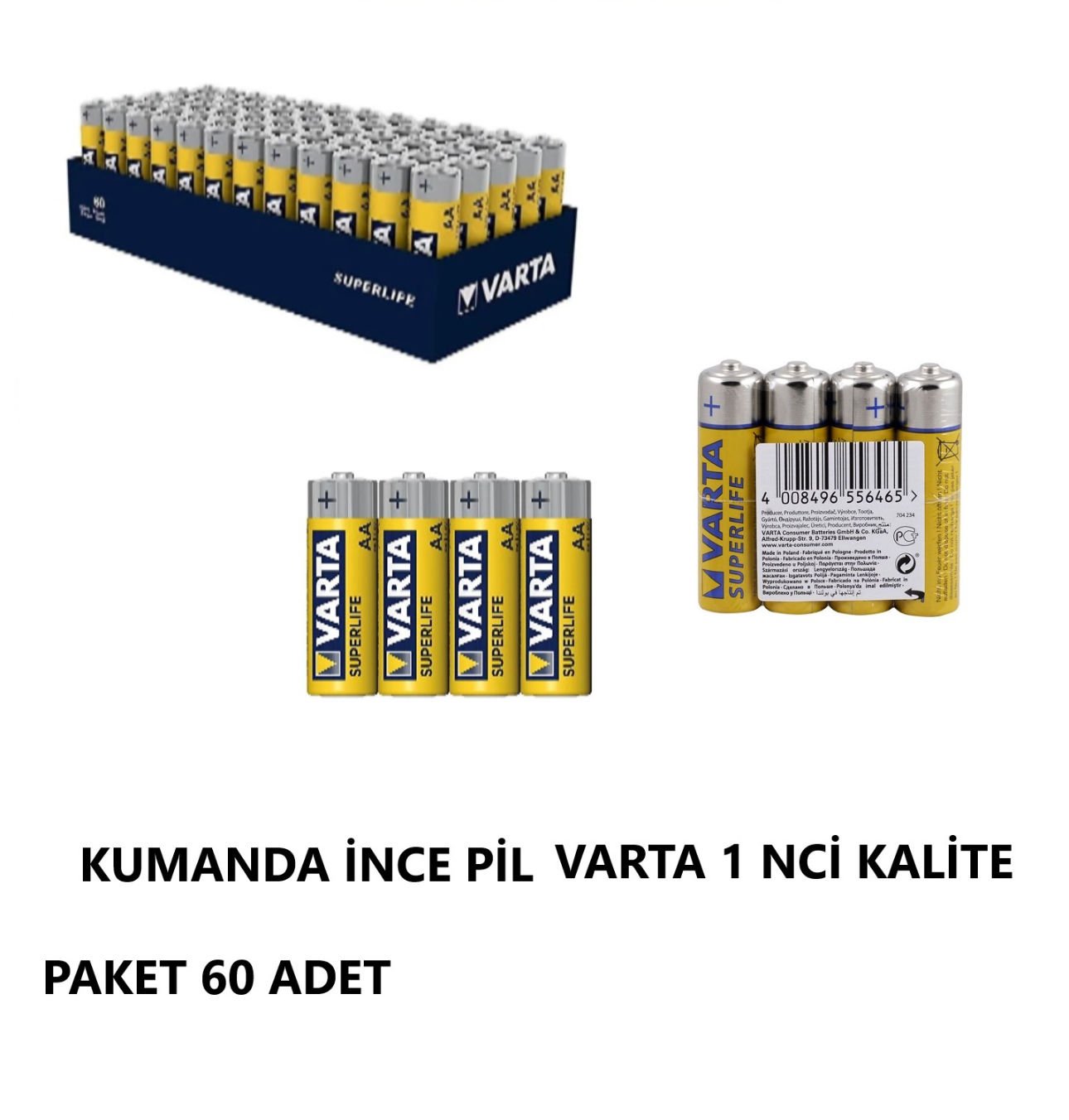 PİL KUMANDA İNCE VARTA 60 LI PAKET 1 NCİ KALİTE