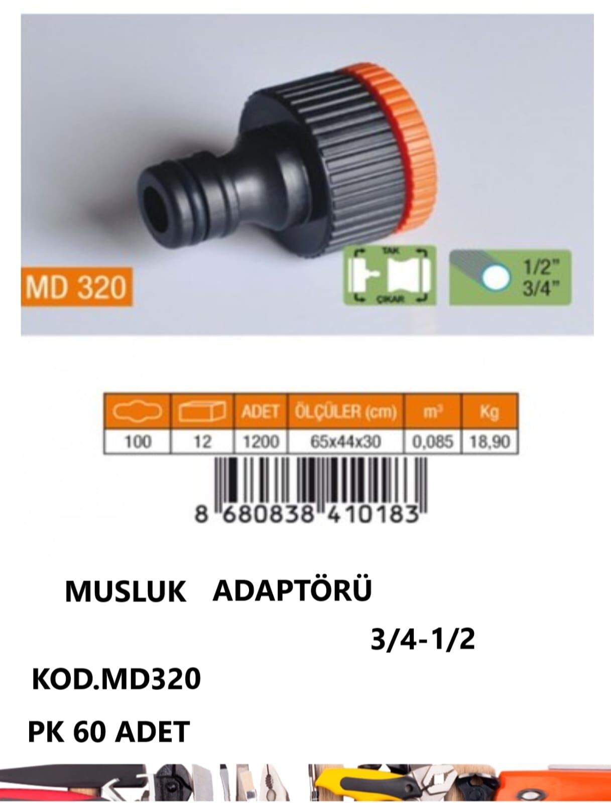 MUSLUK BAĞLANTI ADAPTÖRÜ 1/2- 3/4 MD320