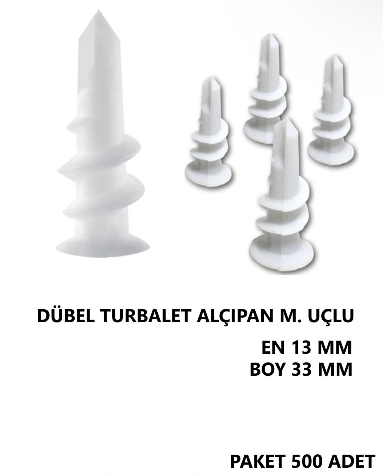 DÜBEL TURBOLET ALÇIPAN M. UÇLU 13 MM EN 33 MM ÇOCUK