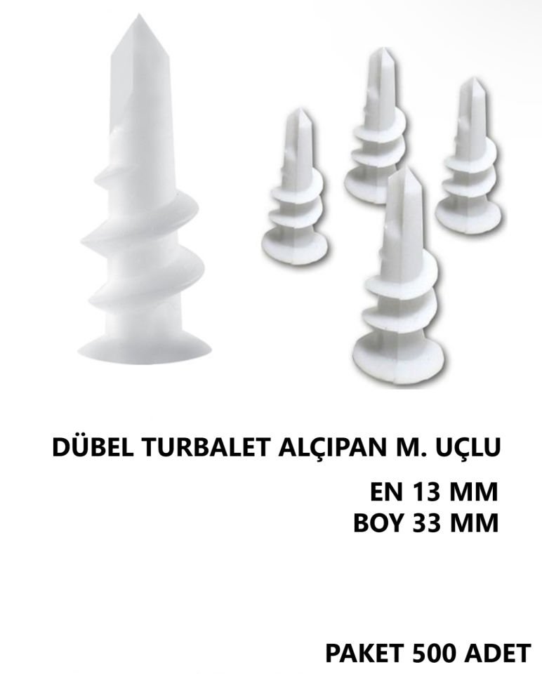 DÜBEL TURBOLET ALÇIPAN M. UÇLU 13 MM EN 33 MM ÇOCUK